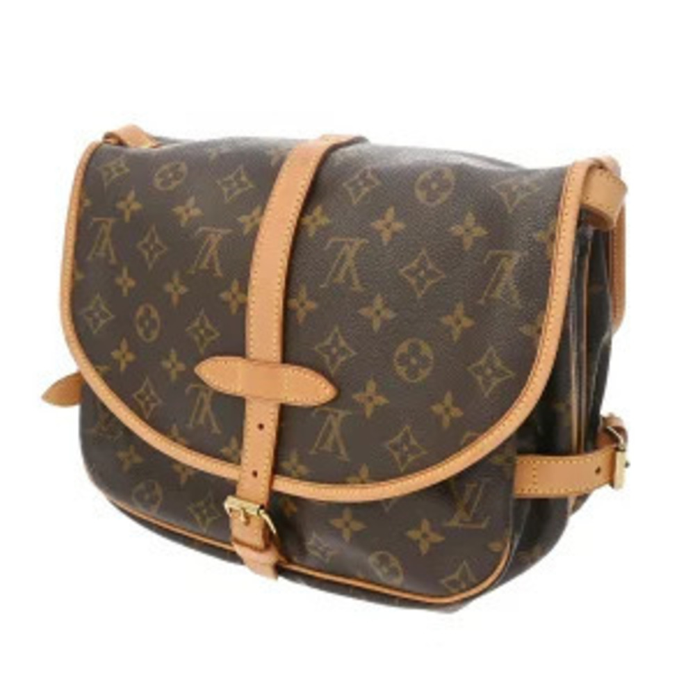 Louis Vuitton Monogram Shoulder Saumur Bag Brown Canvas